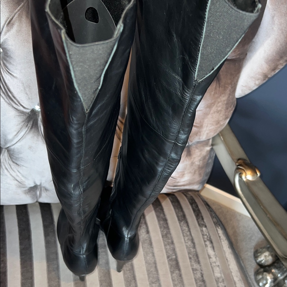 🖤 COLIN STUART Elite Luxury Black Leather Over-The-Knee Rockstar Boots 🖤 - Picture 4 of 7